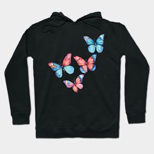 Colorful Monarch Butterfly Pattern in Watercolor Hoodie